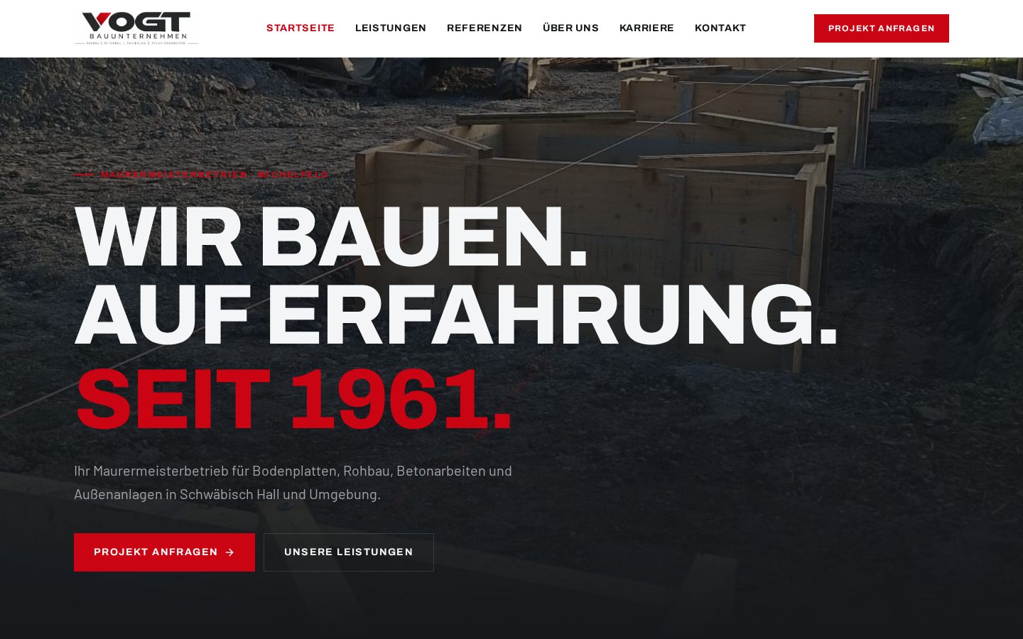 Echte Kundenwebsite: Vogt Bauunternehmen