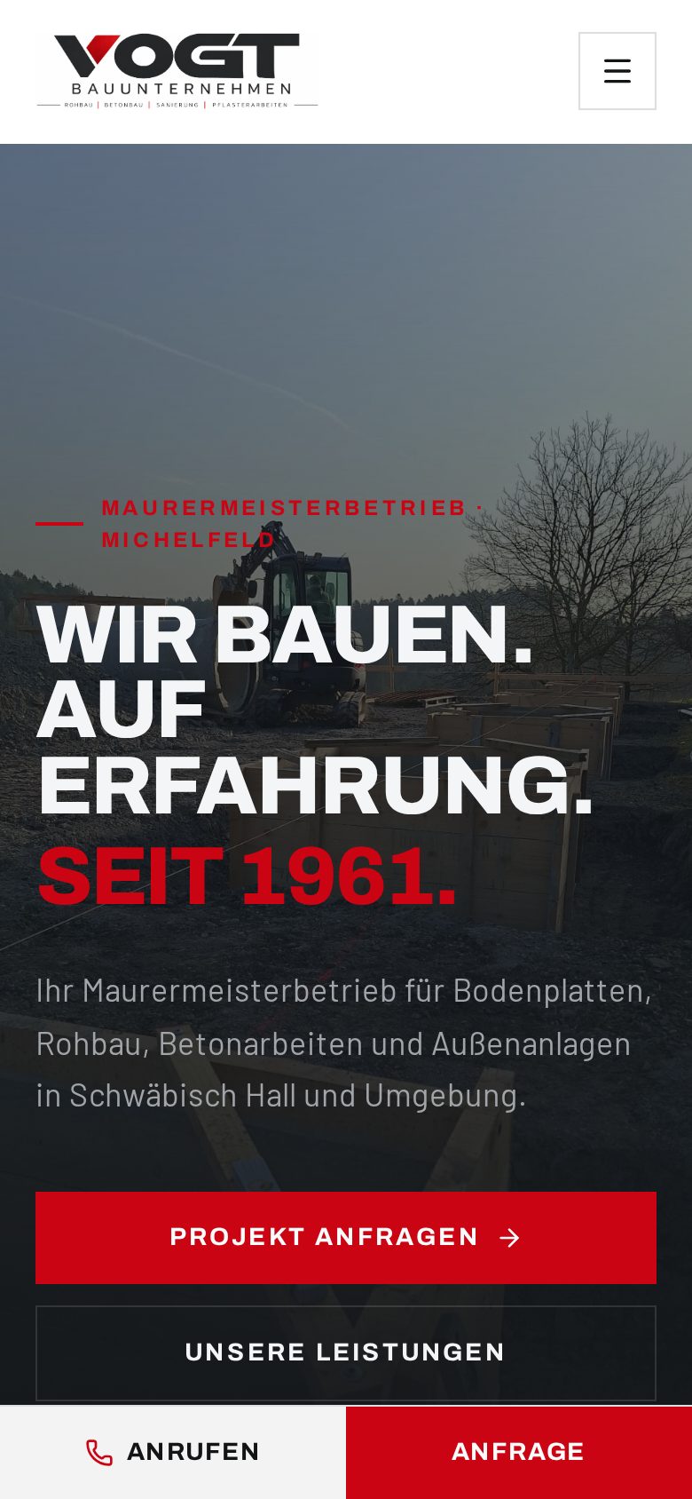 Smartphone-Ansicht der Vogt-Website